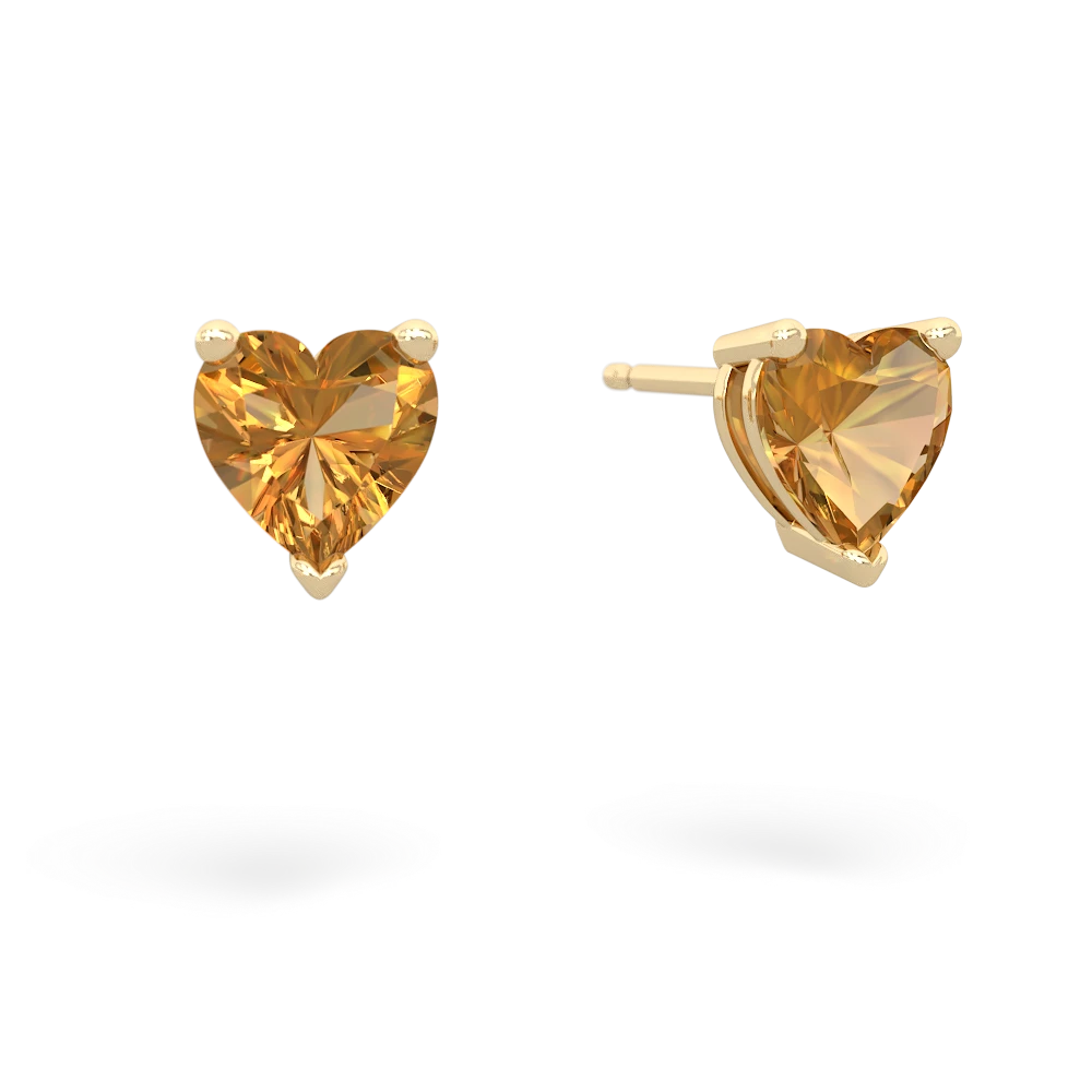 Citrine 6Mm Heart Stud 14K Yellow Gold earrings E1862