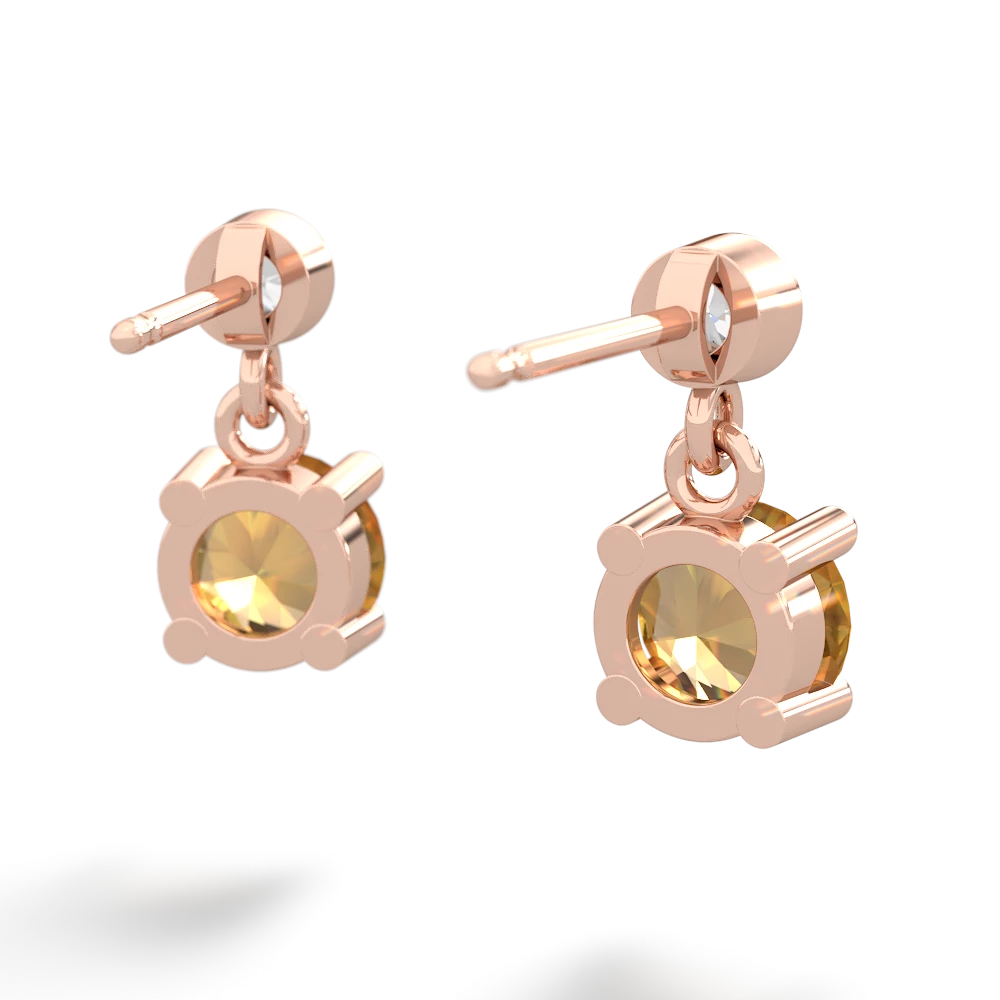 Citrine Diamond Drop 6Mm Round 14K Rose Gold earrings E1986