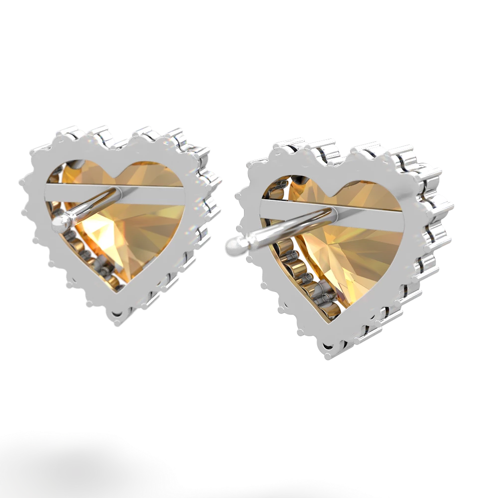 Citrine Sparkling Halo Heart 14K White Gold earrings E0391