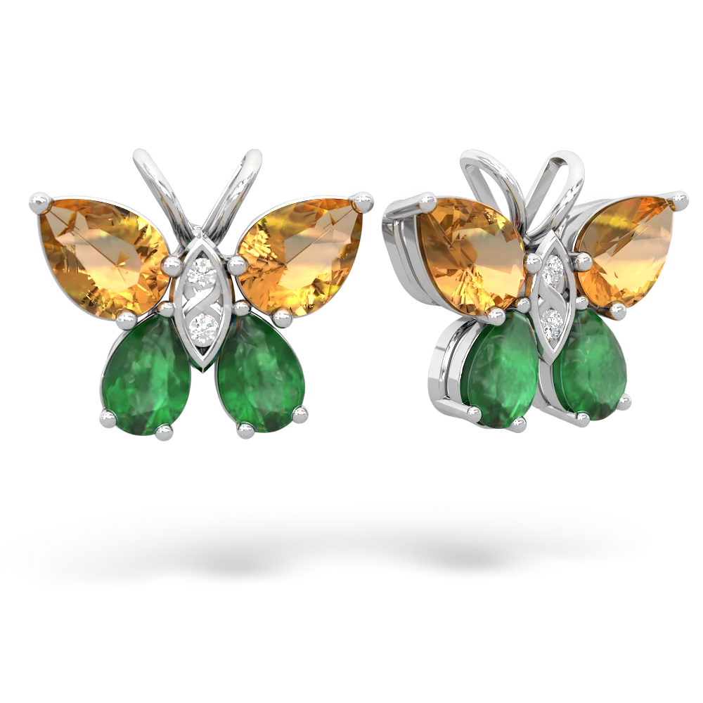 Citrine Butterfly 14K White Gold earrings E2215