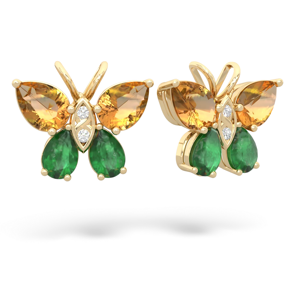 Citrine Butterfly 14K Yellow Gold earrings E2215