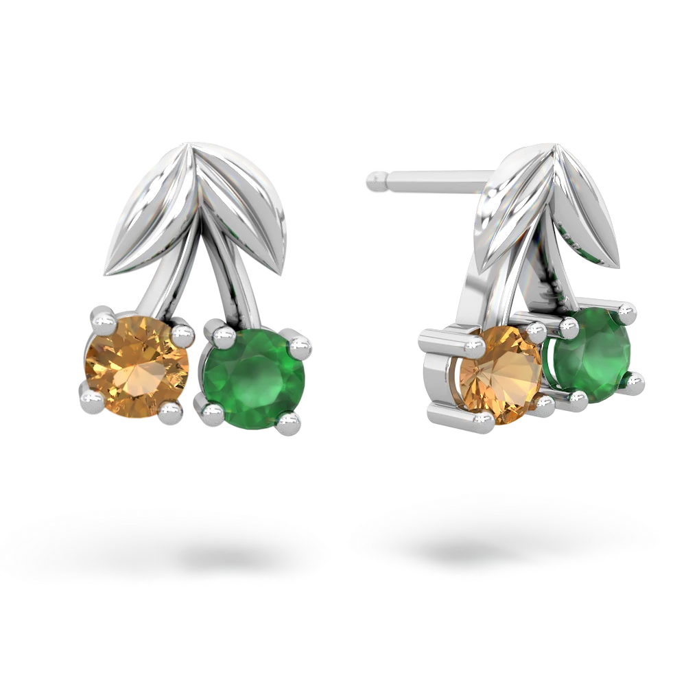 Citrine Sweet Cherries 14K White Gold earrings E7001