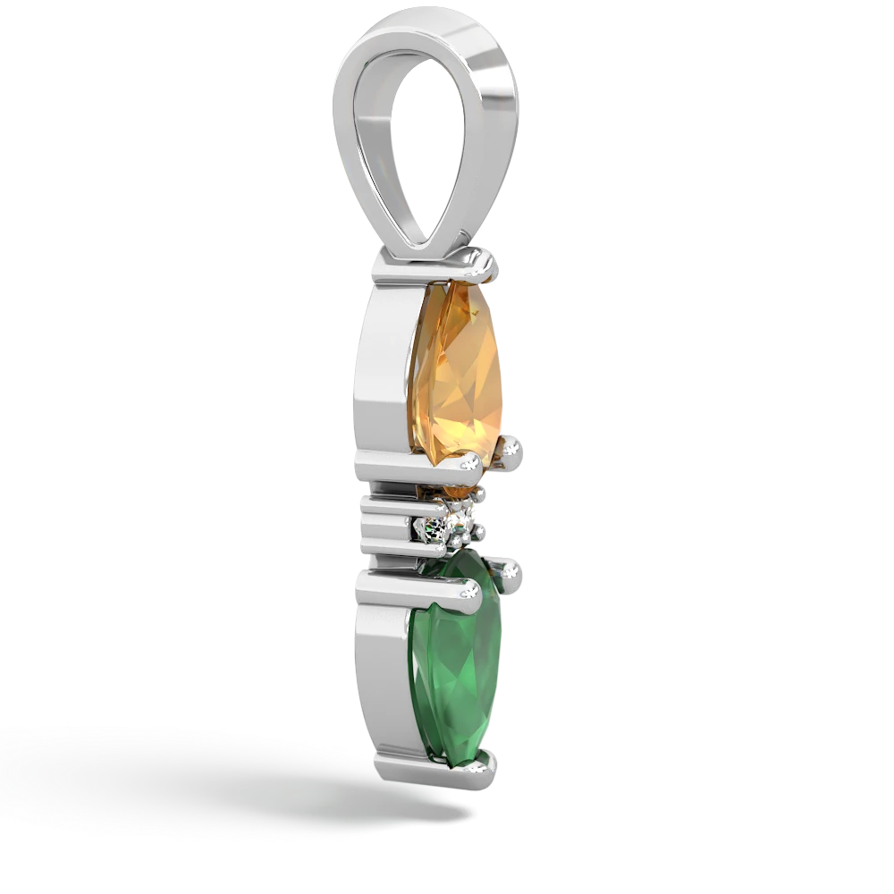 Citrine Bowtie Drop 14K White Gold pendant P0865