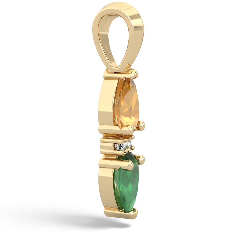 Citrine Bowtie Drop 14K Yellow Gold pendant P0865