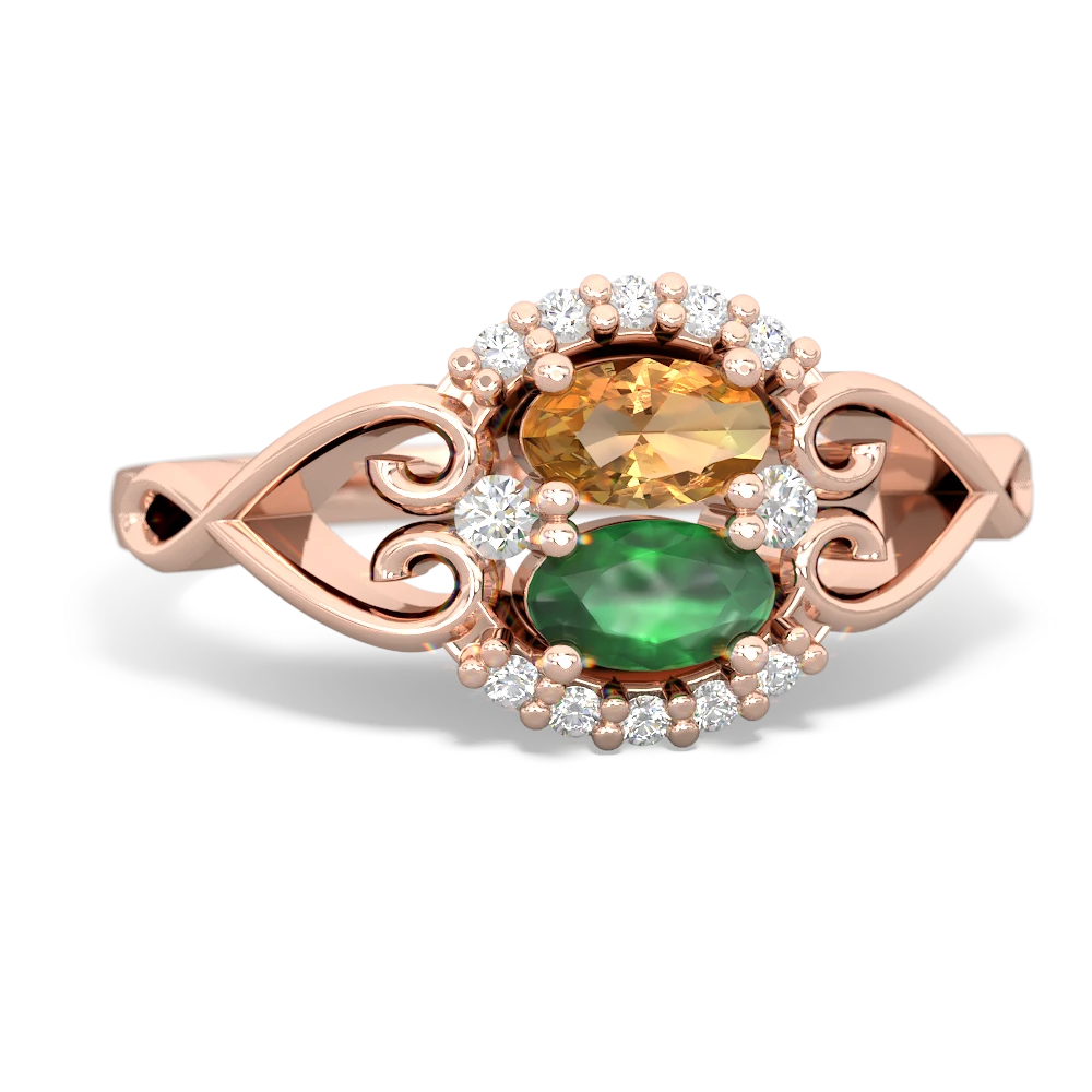 Citrine Love Nest 14K Rose Gold ring R5860