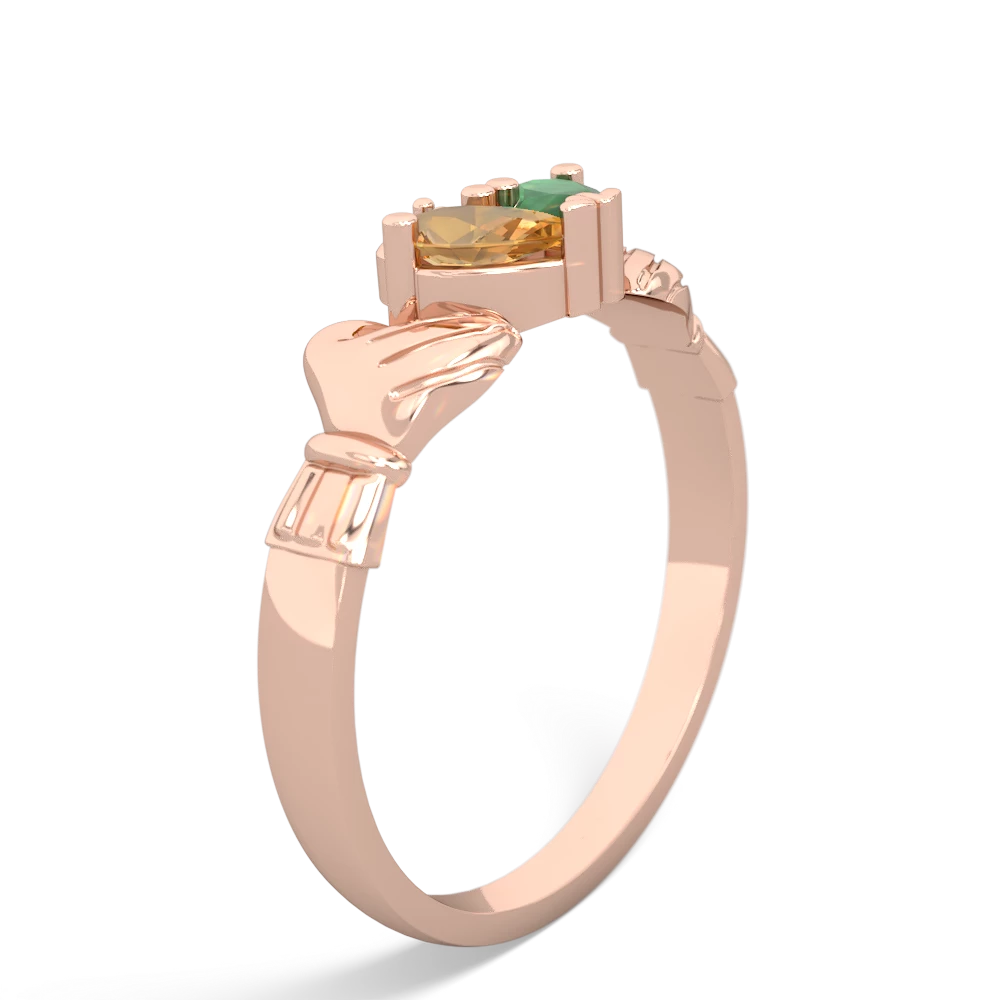 Citrine 'Our Heart' Claddagh 14K Rose Gold ring R2388