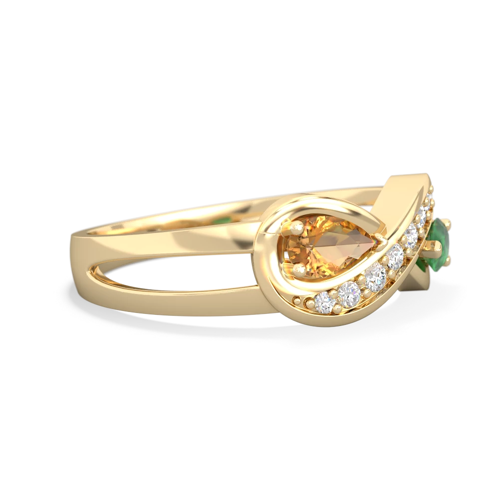 Citrine Diamond Infinity 14K Yellow Gold ring R5390