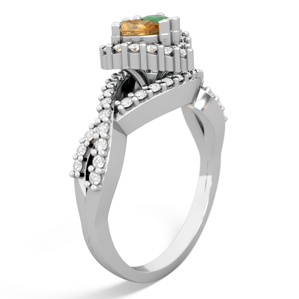 Citrine Diamond Twist 'One Heart' 14K White Gold ring R2640HRT