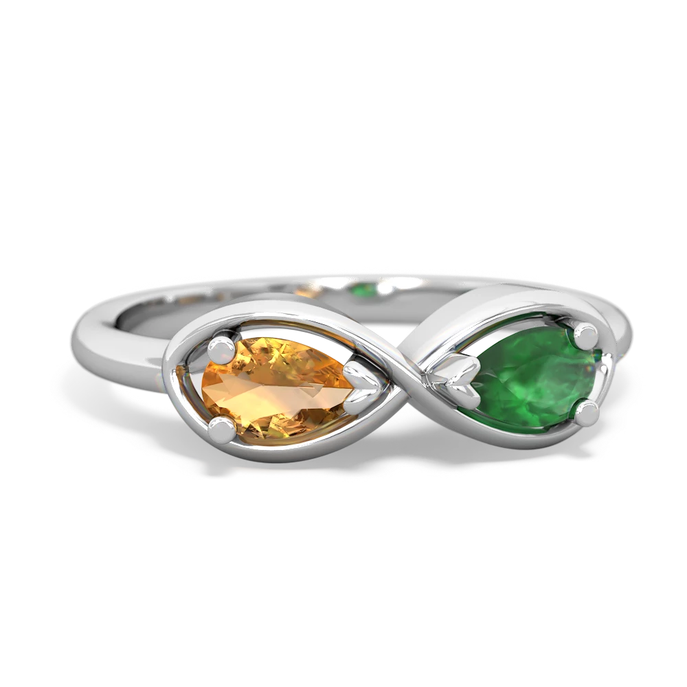 Citrine Infinity 14K White Gold ring R5050