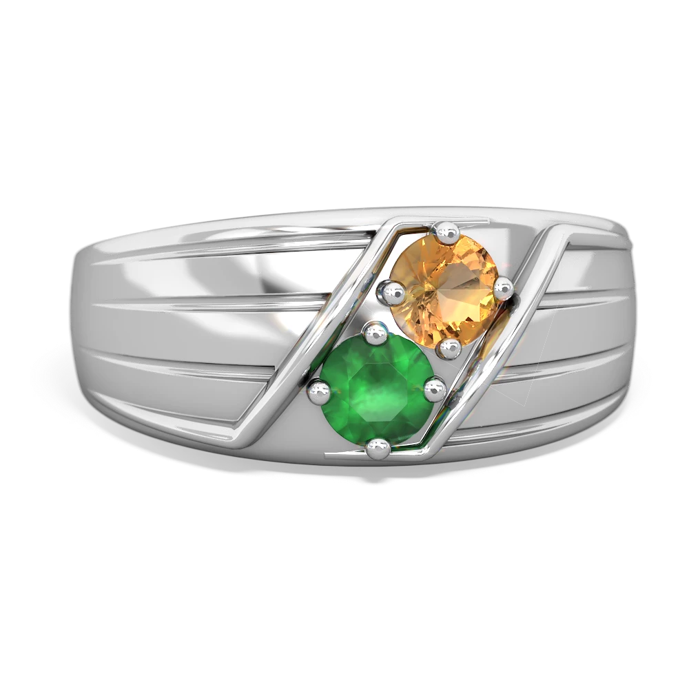 Citrine Men's Streamline 14K White Gold ring R0460