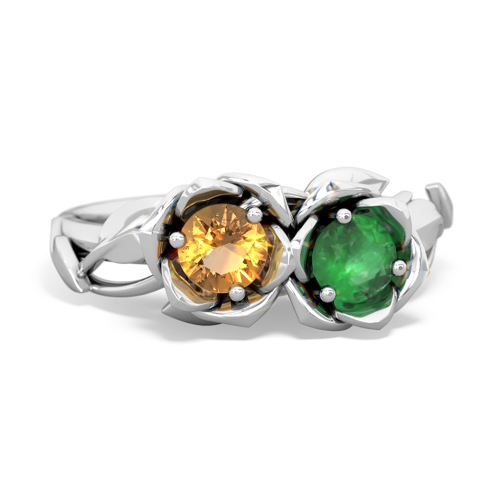 Citrine Rose Garden 14K White Gold ring R5510