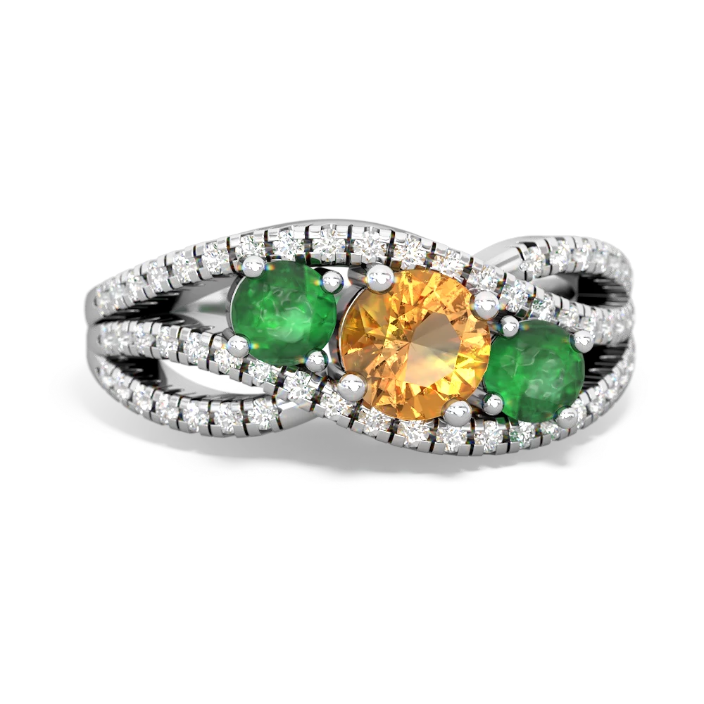 Citrine Three Stone Aurora 14K White Gold ring R3080