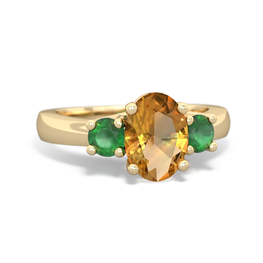 Citrine Three Stone Oval Trellis 14K Yellow Gold ring R4024