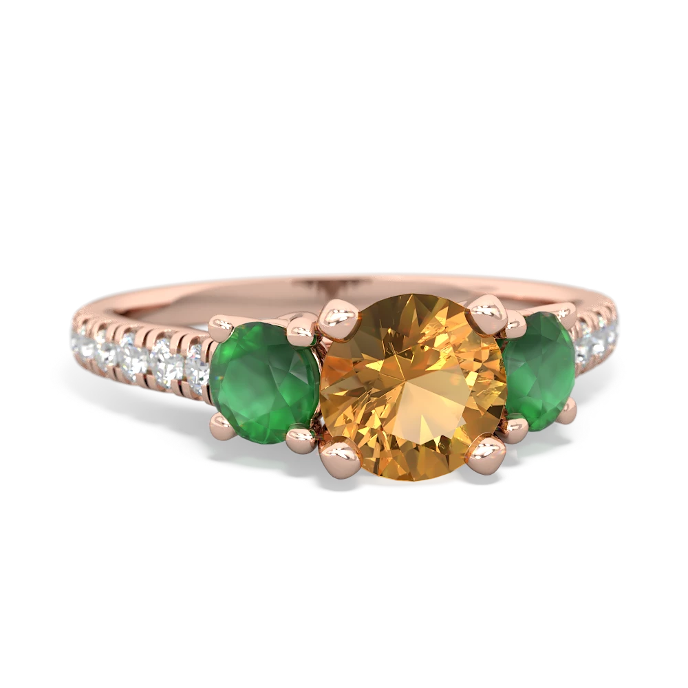 Citrine Pave Trellis 14K Rose Gold ring R5500