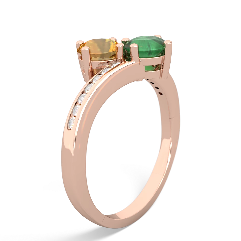 Citrine Channel Set Two Stone 14K Rose Gold ring R5303