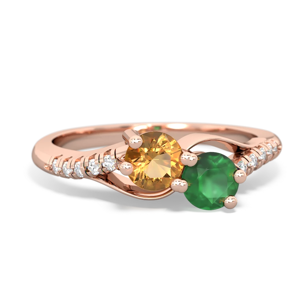 Citrine Infinity Pave Two Stone 14K Rose Gold ring R5285