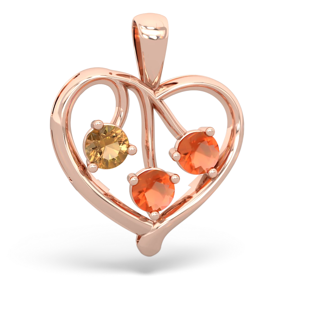 Citrine Glowing Heart 14K Rose Gold pendant P2233