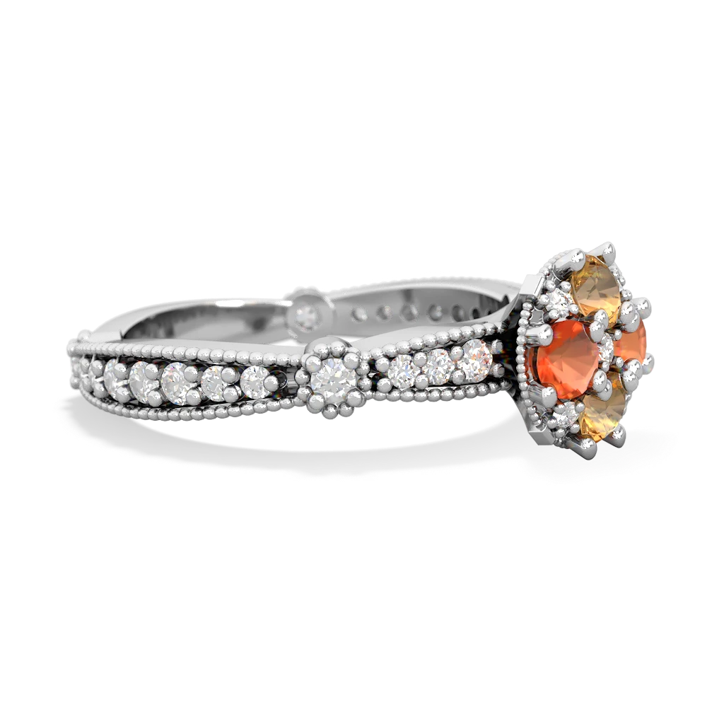 Citrine Sparkling Tiara Cluster 14K White Gold ring R26293RD