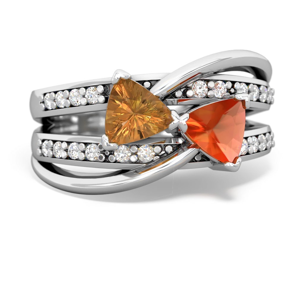 Citrine Bowtie 14K White Gold ring R2360