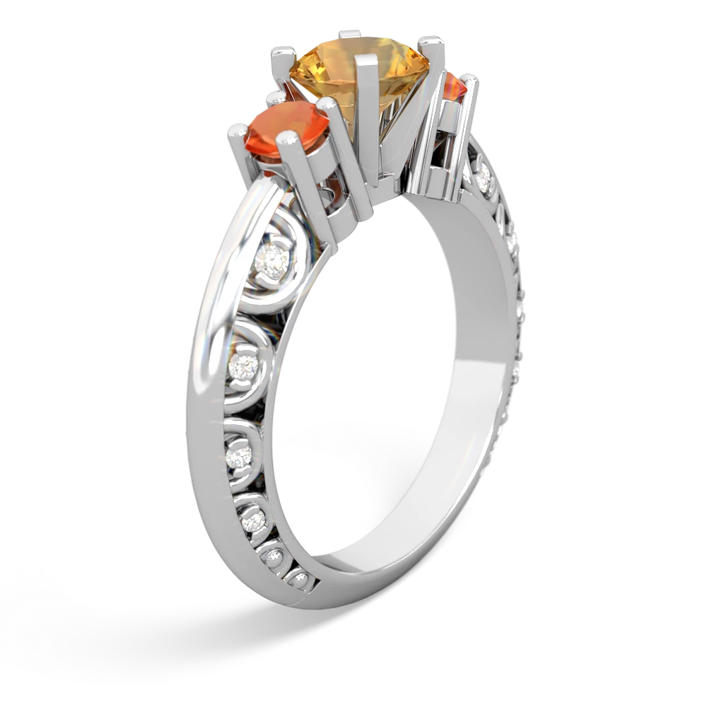 Citrine Art Deco Eternal Embrace Engagement 14K White Gold ring C2003