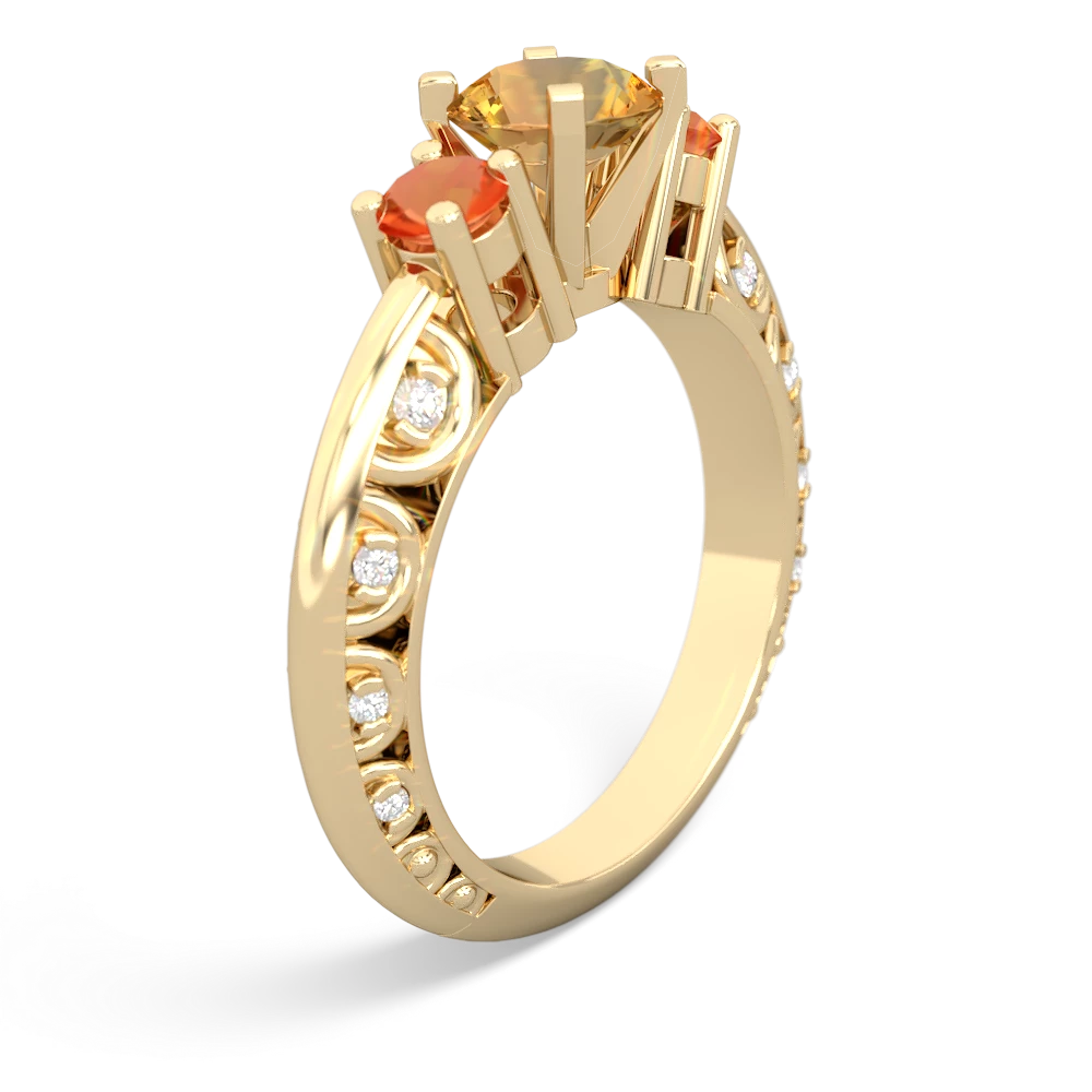 Citrine Art Deco Eternal Embrace Engagement 14K Yellow Gold ring C2003