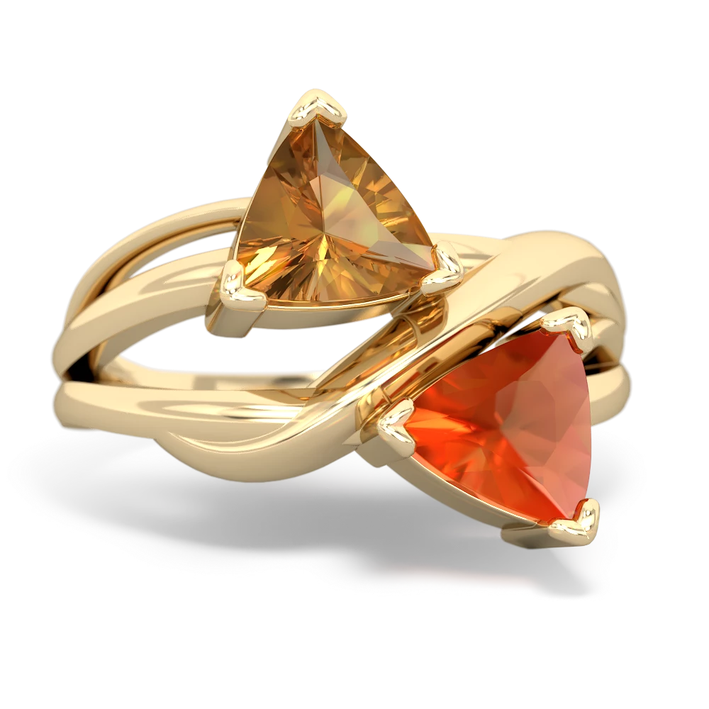 Citrine Split Band Swirl 14K Yellow Gold ring R2341