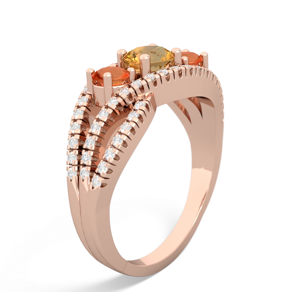 Citrine Three Stone Aurora 14K Rose Gold ring R3080