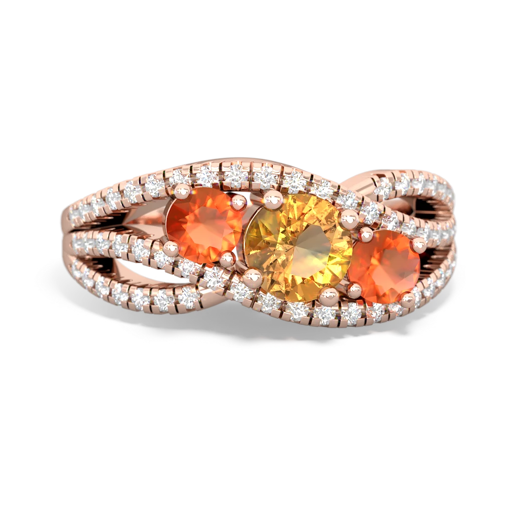 Citrine Three Stone Aurora 14K Rose Gold ring R3080