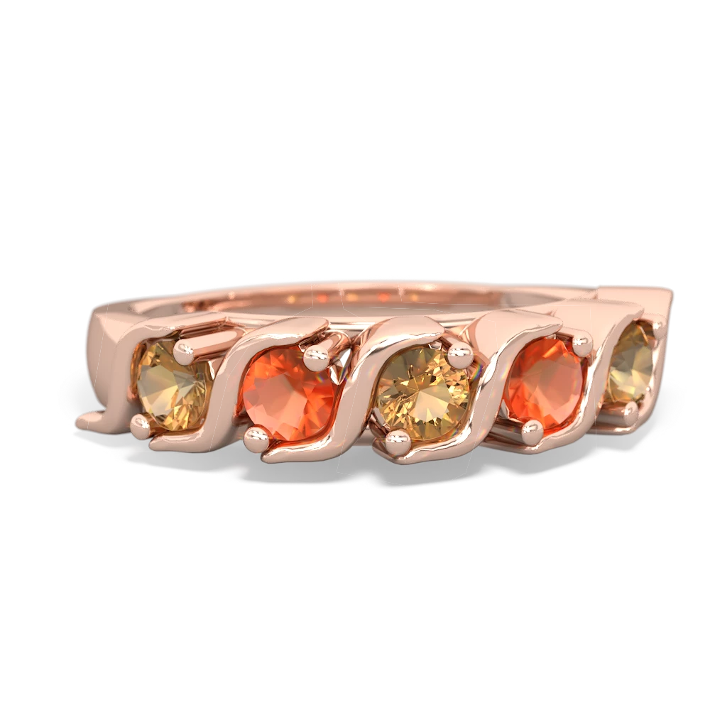 Citrine Anniversary Band 14K Rose Gold ring R2089