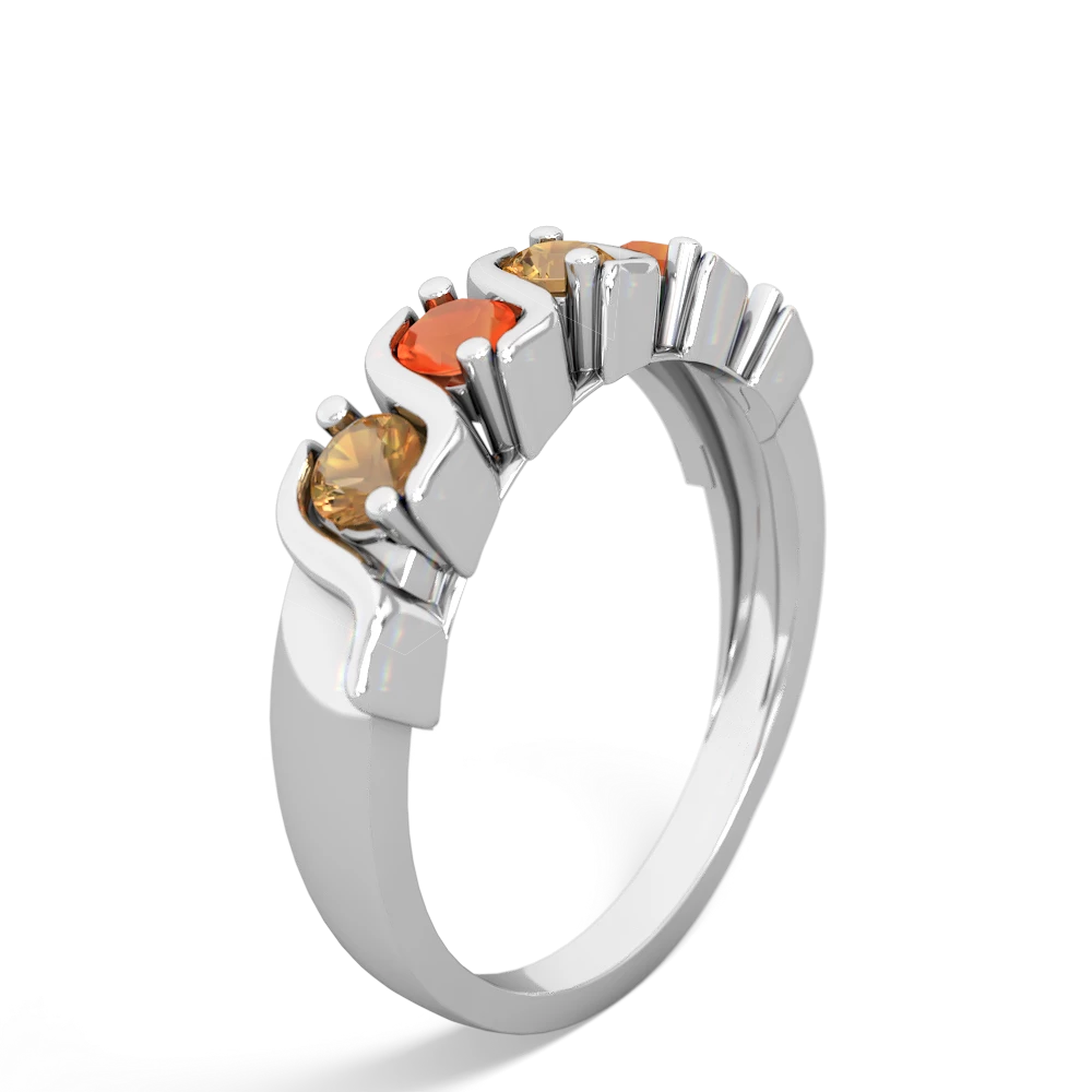 Citrine Anniversary Band 14K White Gold ring R2089