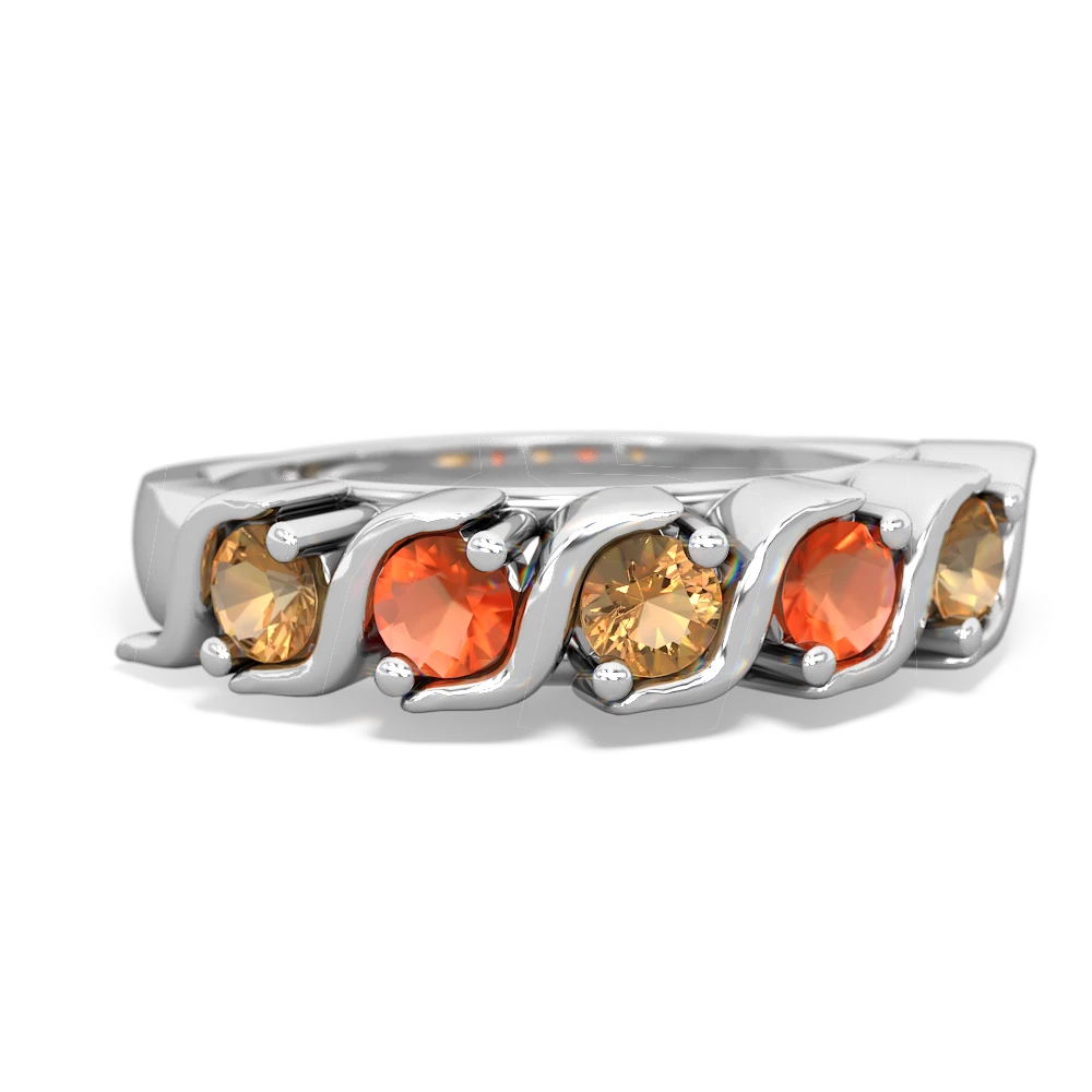 Citrine Anniversary Band 14K White Gold ring R2089