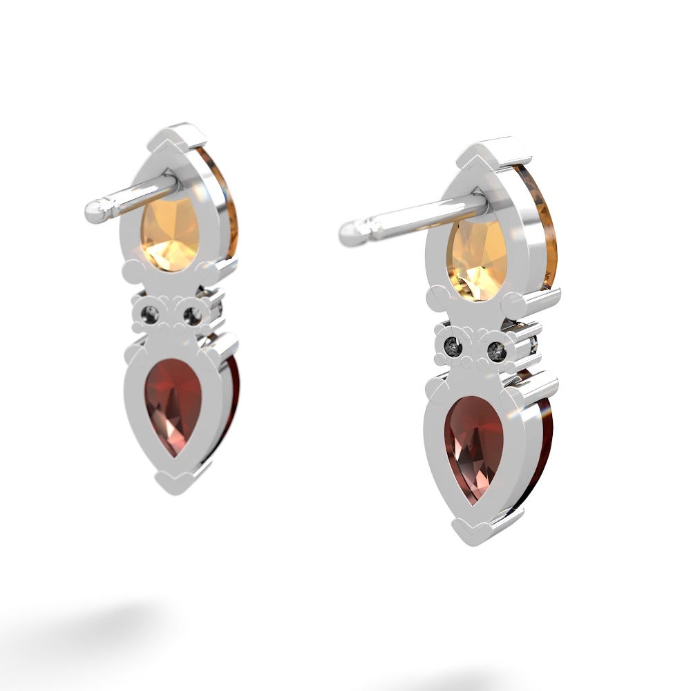 Citrine Bowtie Drop 14K White Gold earrings E0865
