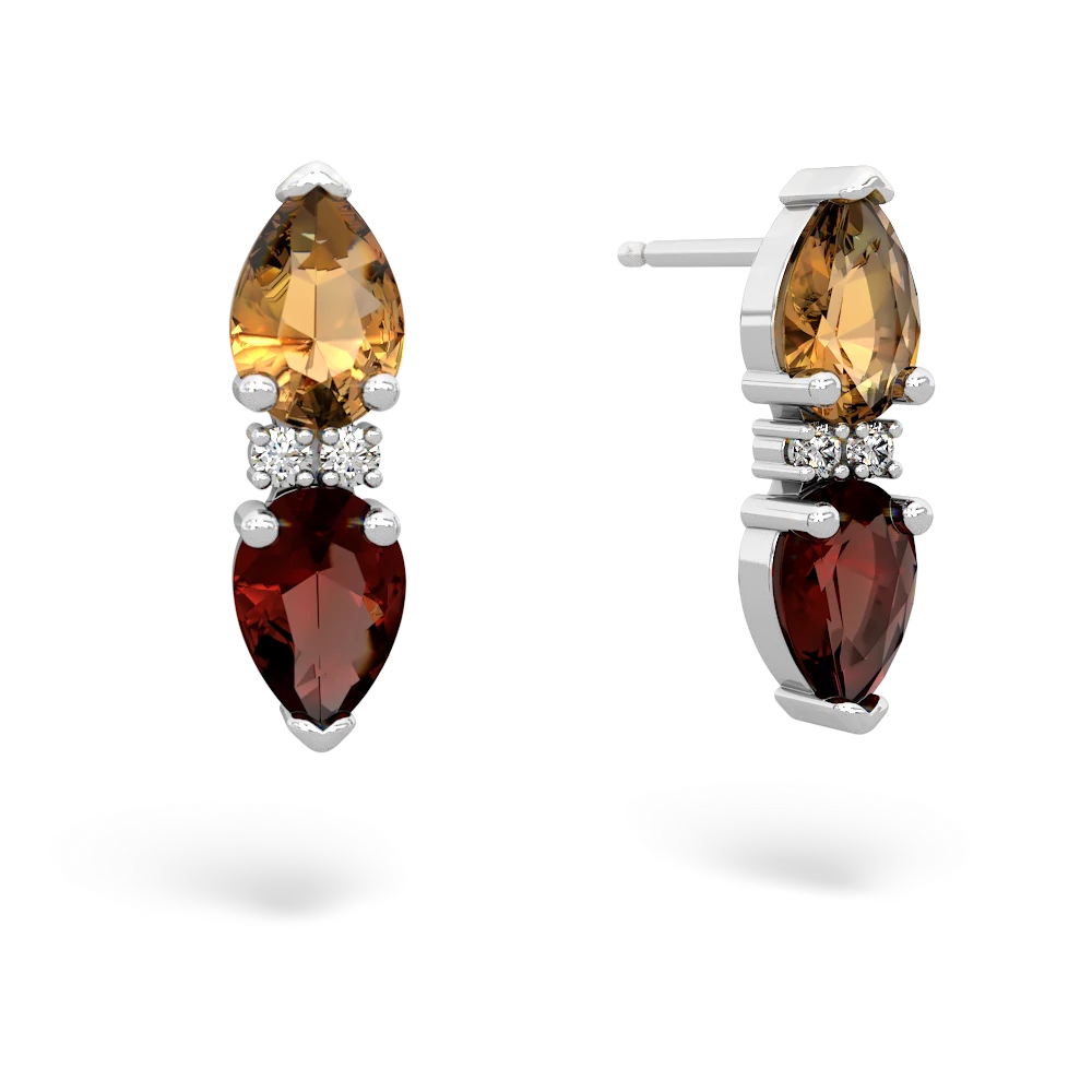 Citrine Bowtie Drop 14K White Gold earrings E0865
