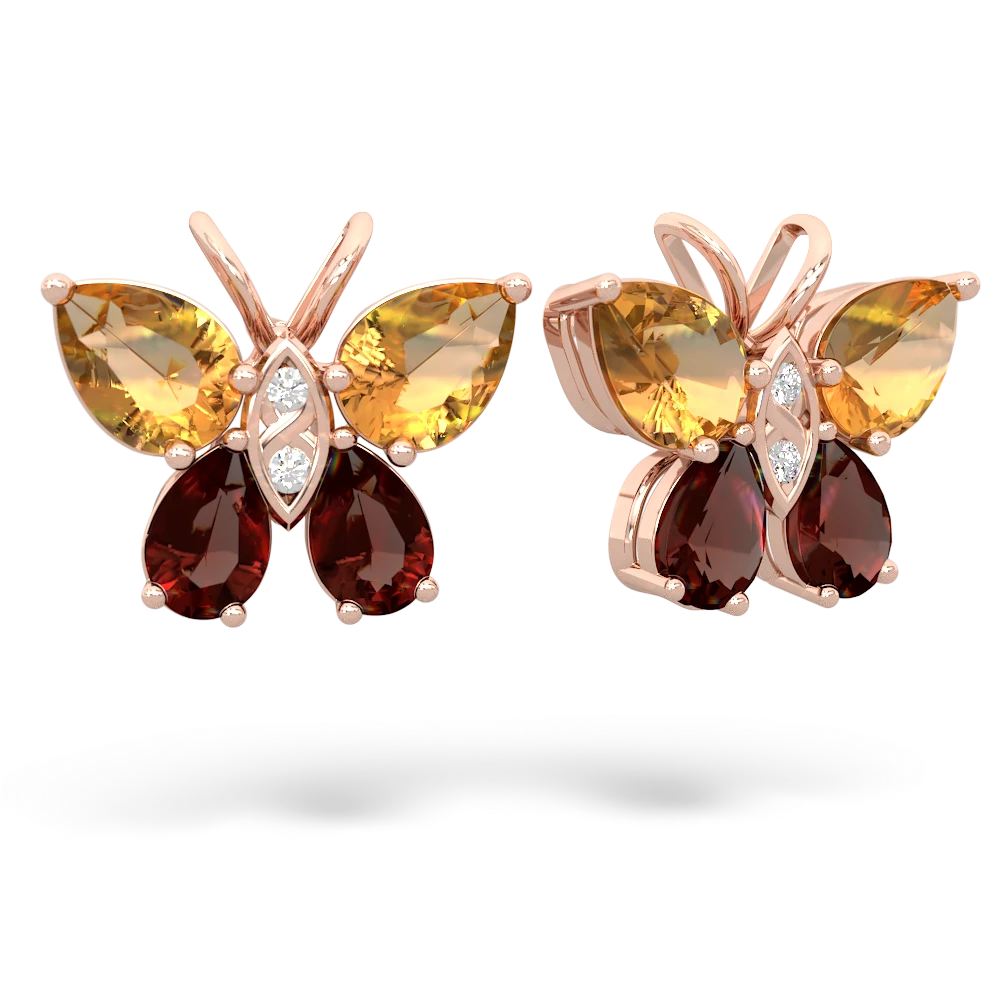 Citrine Butterfly 14K Rose Gold earrings E2215