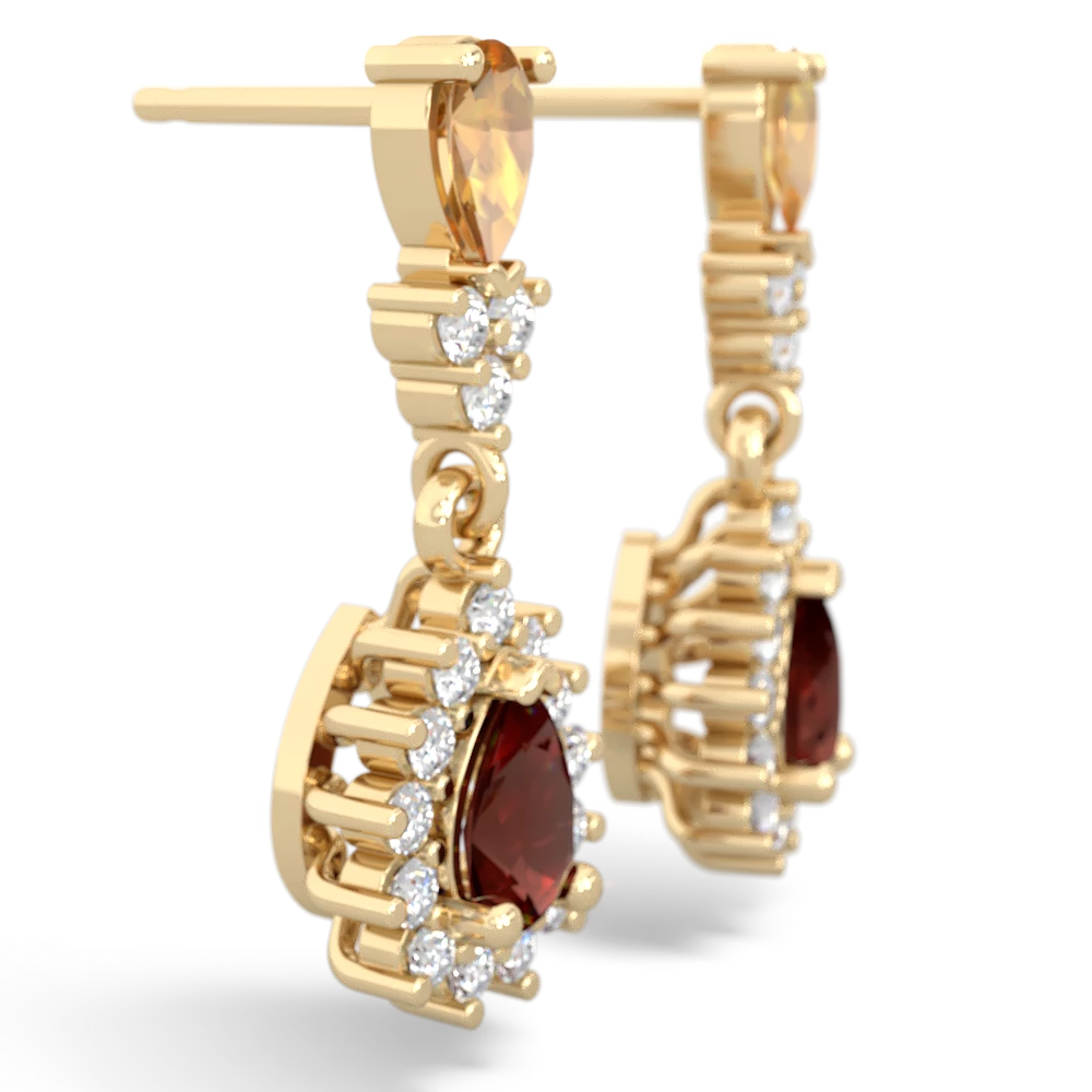 Citrine Halo Pear Dangle 14K Yellow Gold earrings E1882