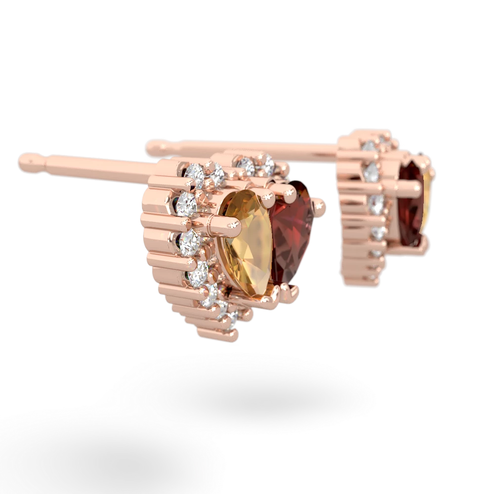 Citrine Halo 14K Rose Gold earrings E7008