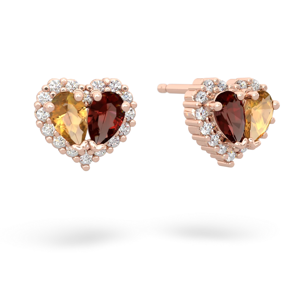 Citrine Halo 14K Rose Gold earrings E7008