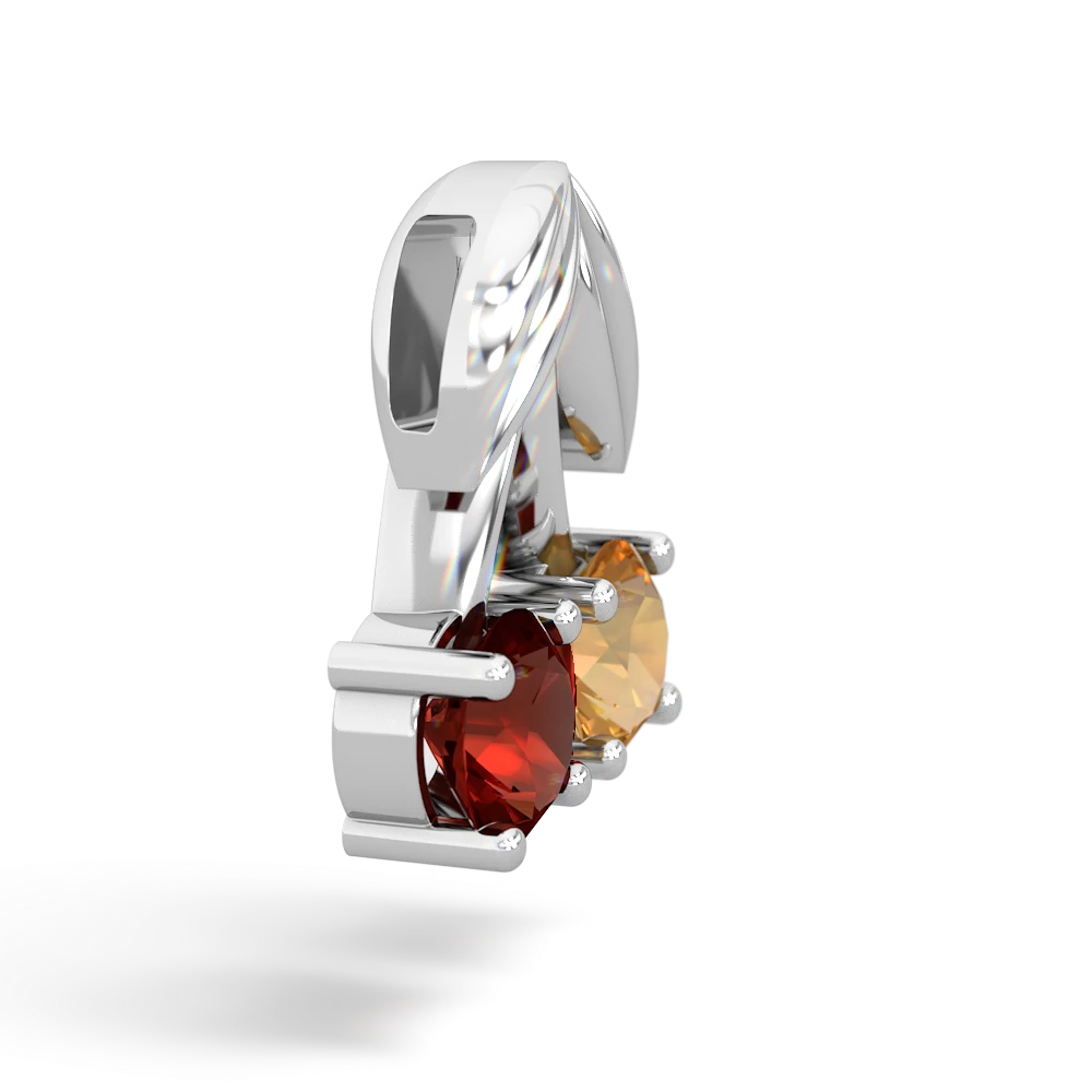 Citrine Sweet Cherries 14K White Gold pendant P7001