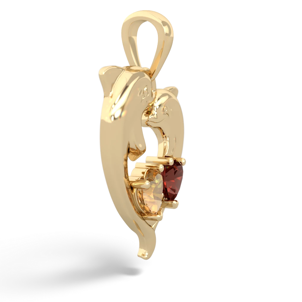 Citrine Dolphin Heart 14K Yellow Gold pendant P5820