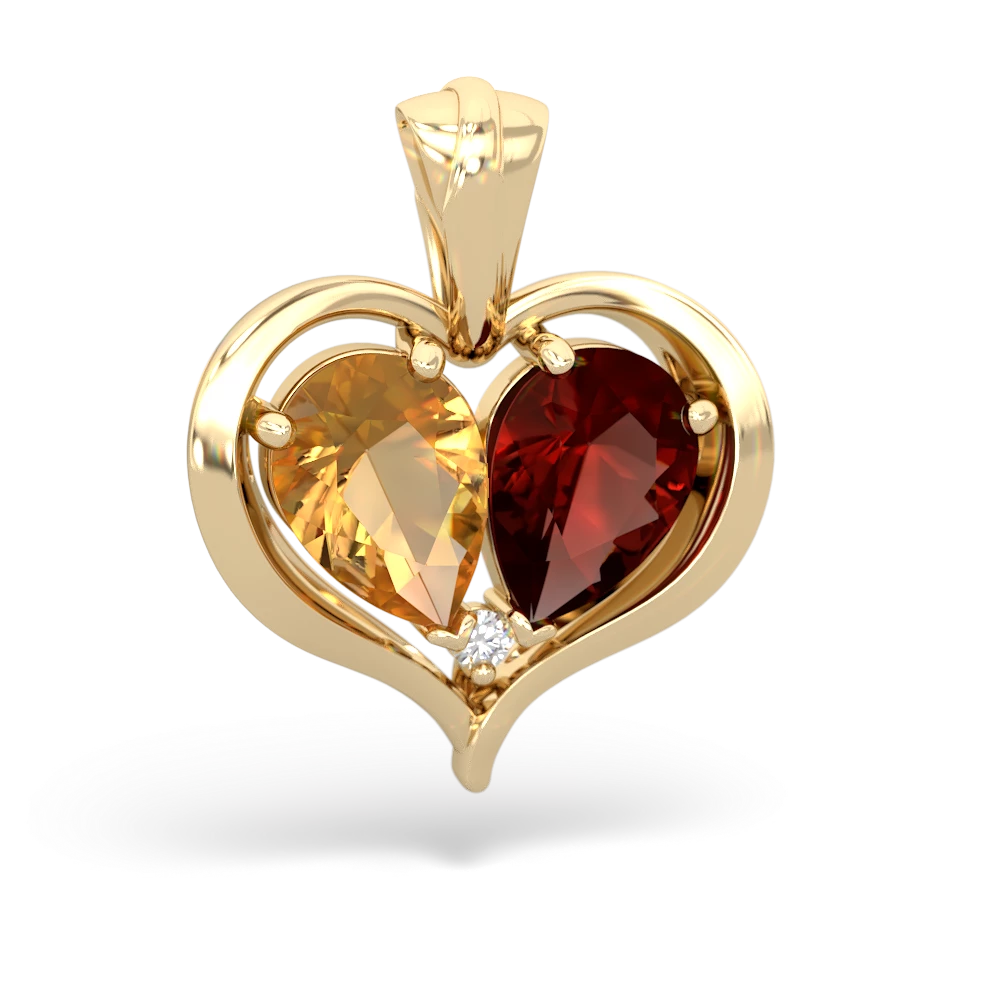 Citrine Garnet Two Become One Necklace 14K Yellow Gold JewelsForMe