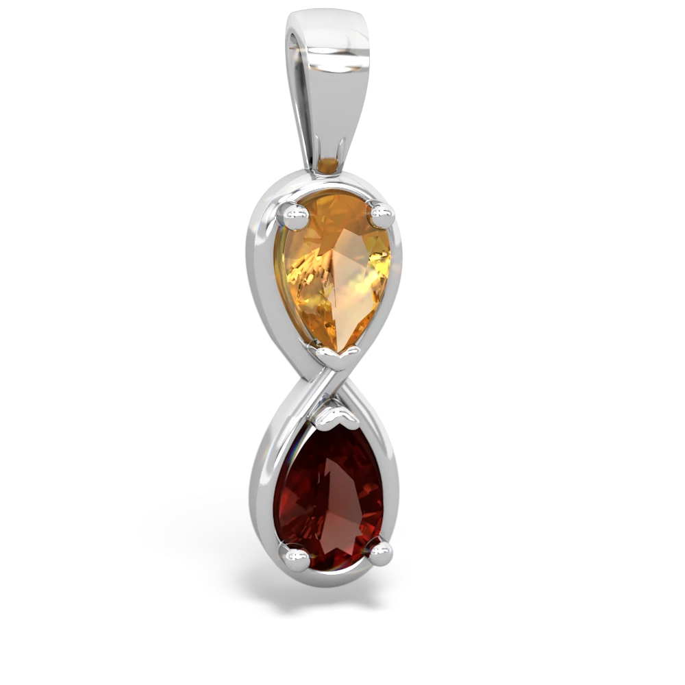 Citrine Infinity 14K White Gold pendant P5050