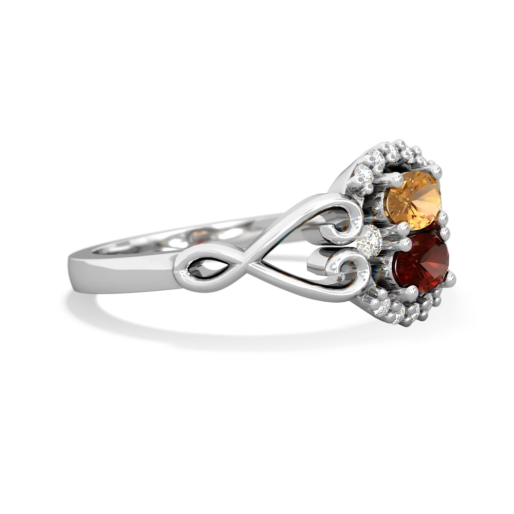 Citrine Love Nest 14K White Gold ring R5860