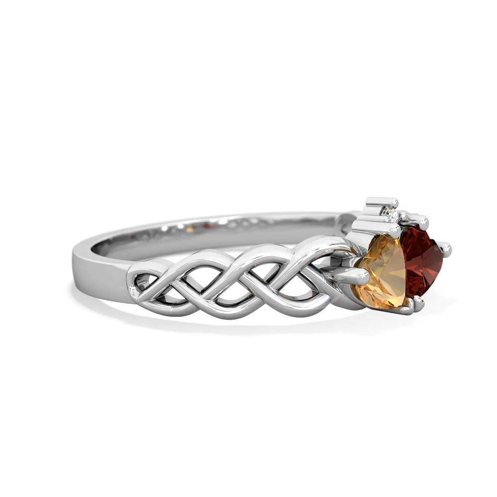 Citrine Heart To Heart Braid 14K White Gold ring R5870