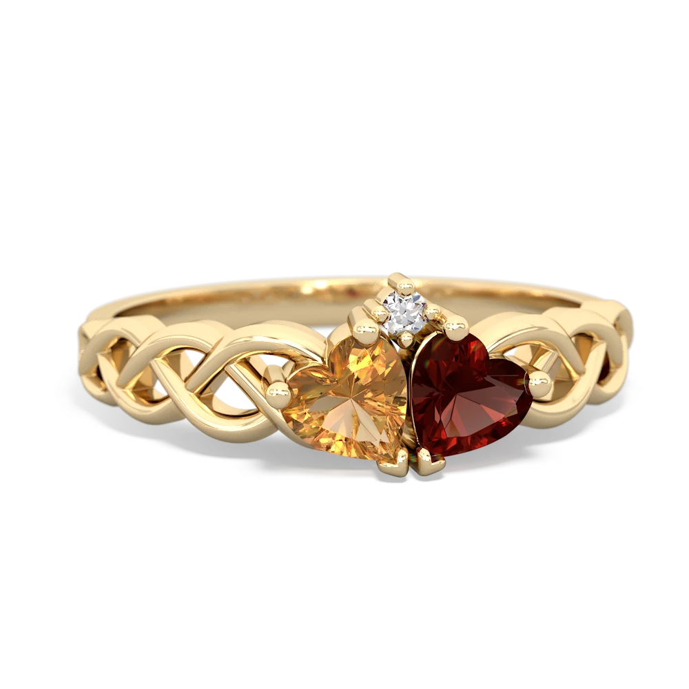 Citrine Heart To Heart Braid 14K Yellow Gold ring R5870