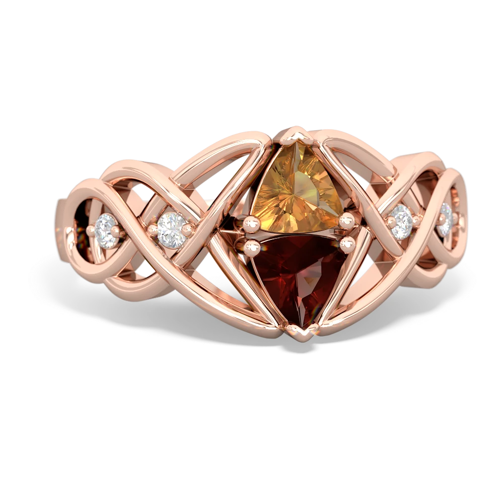 Citrine Keepsake Celtic Knot 14K Rose Gold ring R5300