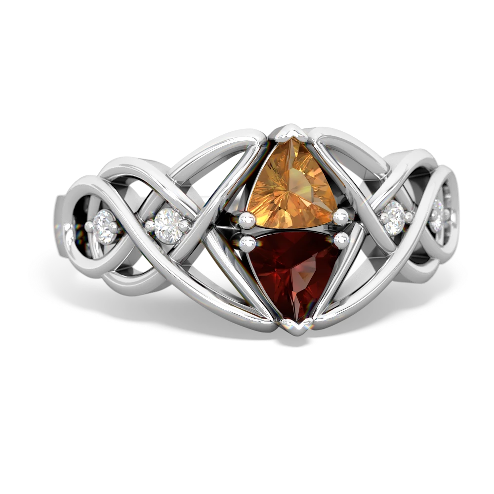 Citrine Keepsake Celtic Knot 14K White Gold ring R5300