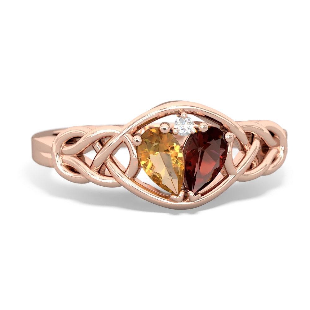 Citrine Celtic Love Knot 14K Rose Gold ring R5420