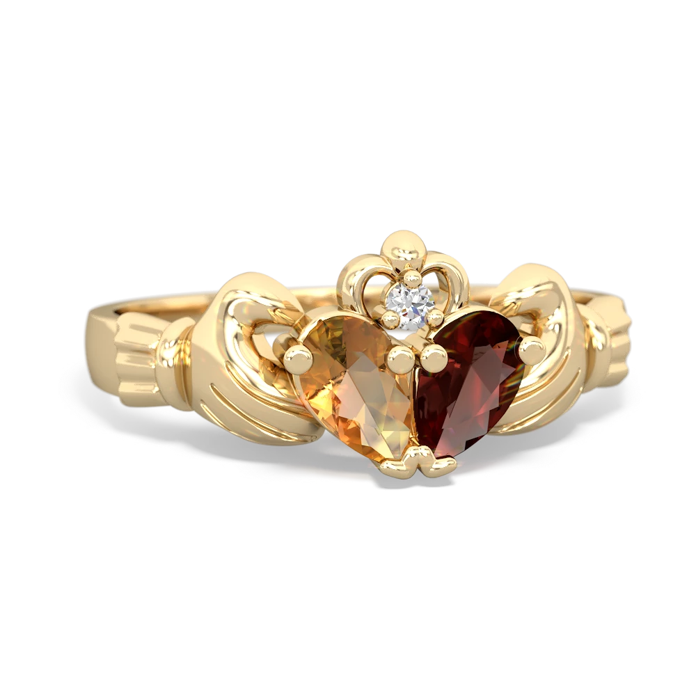 Citrine 'Our Heart' Claddagh 14K Yellow Gold ring R2388