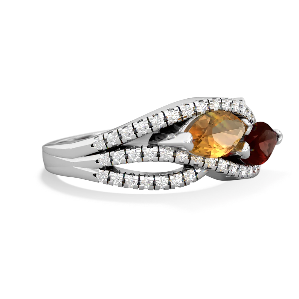 Citrine Diamond Rivers 14K White Gold ring R3070