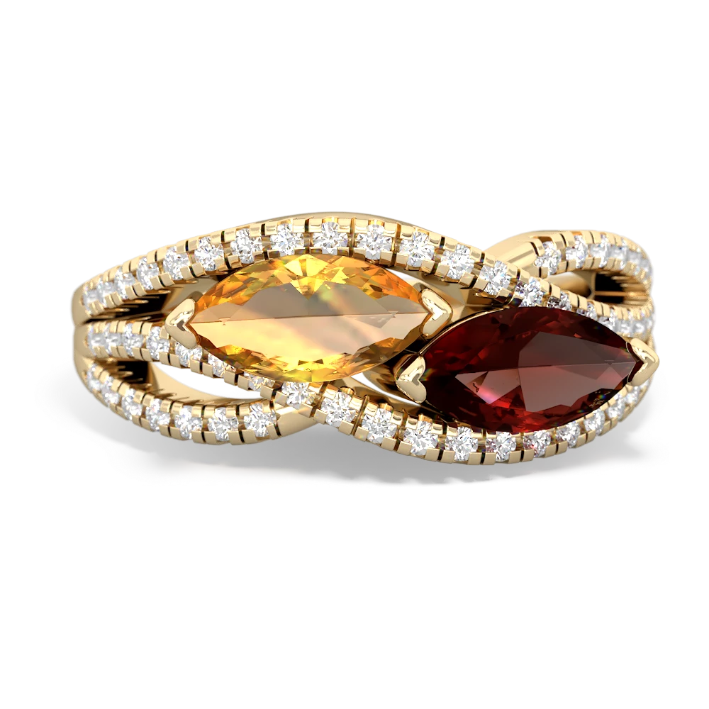 Citrine Diamond Rivers 14K Yellow Gold ring R3070